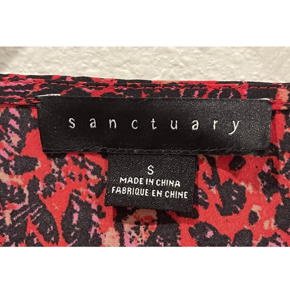 SANCTUARY V-Neck Leopard Print Red Blouse - Picture 2 of 6